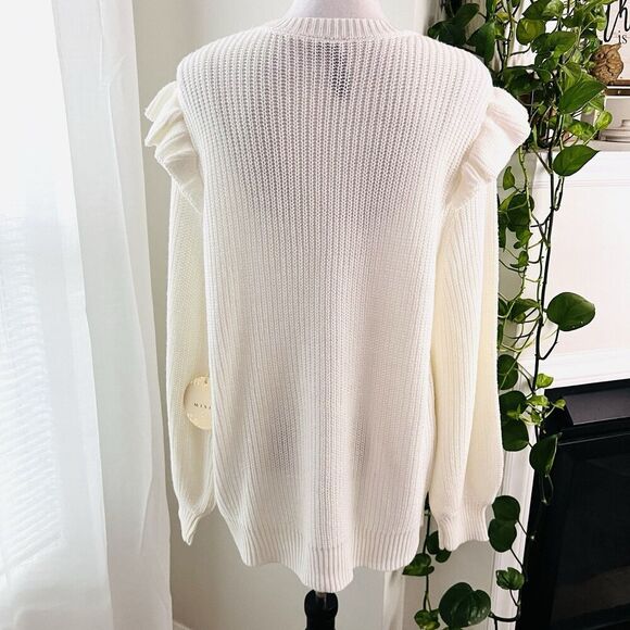NWT Misia White Ruffle Sleeve Romantic Lightweight Sweater Cottagecore Sz Large - Picture 6 of 10